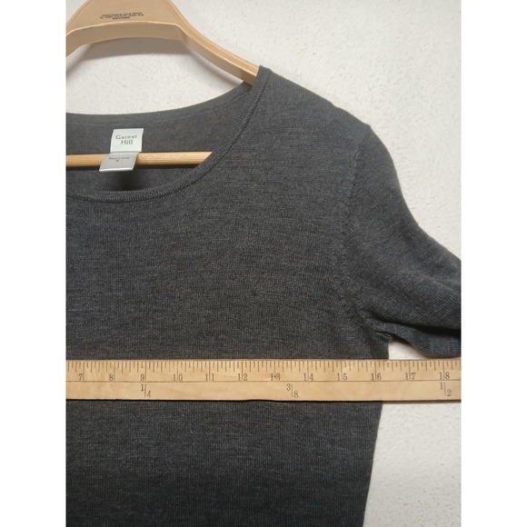 Garnet Hill Small Wool Sweater Dress Womens Gray Knit Long Sleeve Crew - Picture 4 of 10